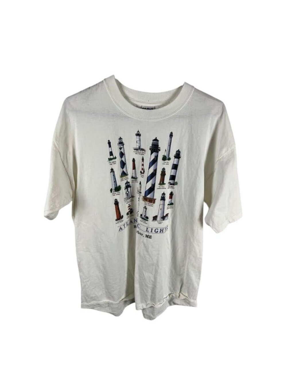 Glidian Womens Lighthouse Bar Harbor Maine Graphic T-Shirt Size XL Tee